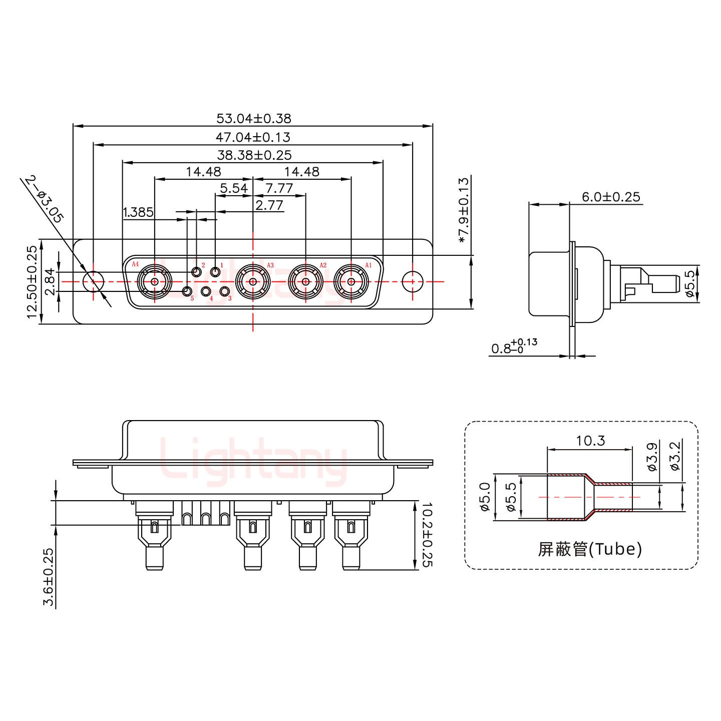 9W4母焊線式75歐姆+25P金屬外殼592斜出線4~12mm