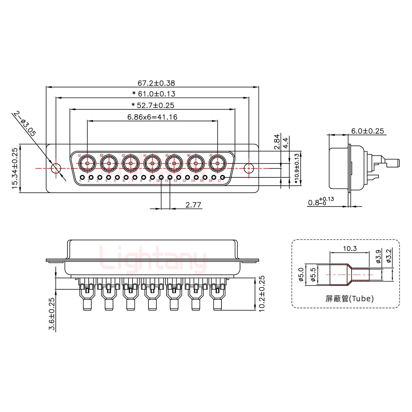 24W7母焊線式75歐姆+50P金屬外殼1746斜出線4~12mm