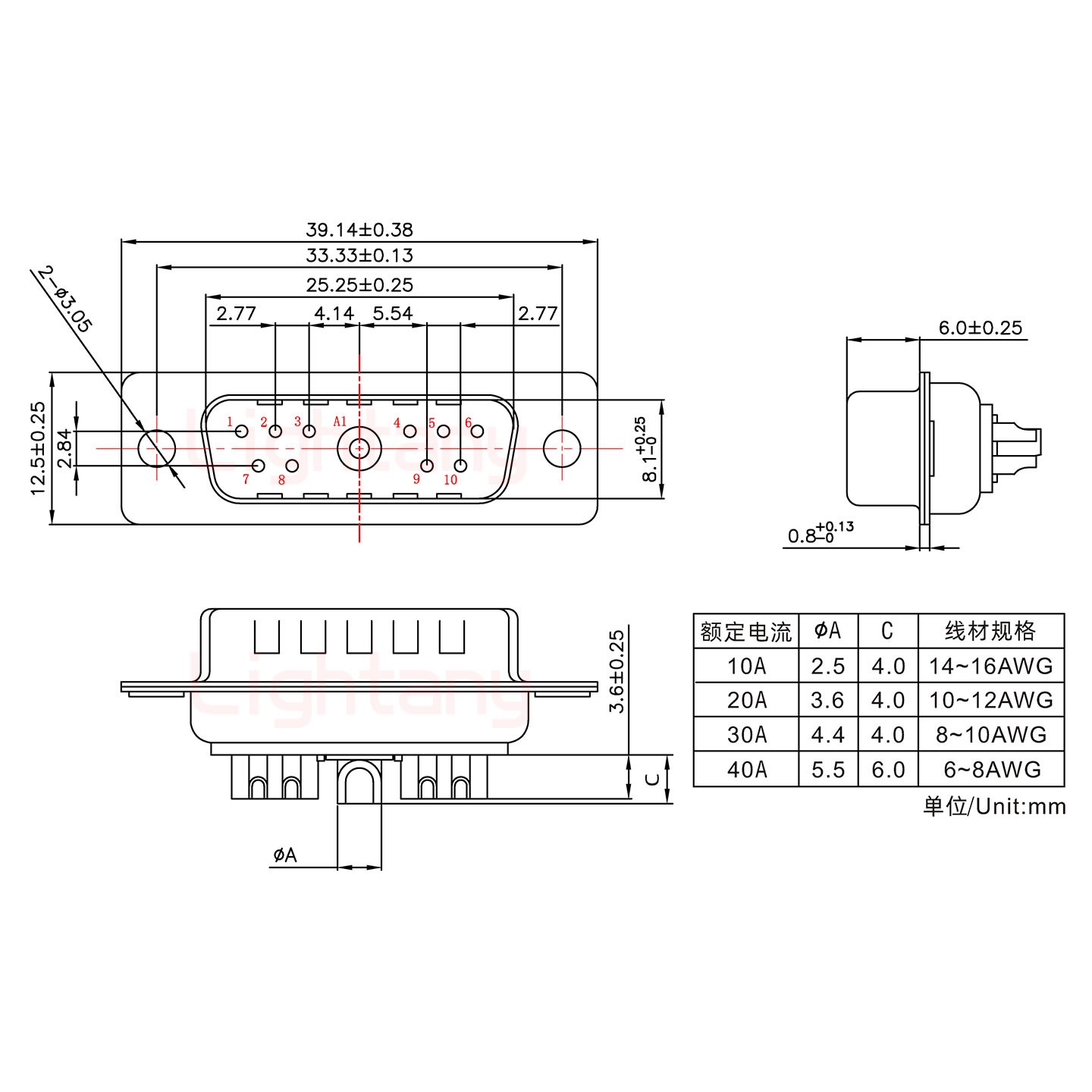 11W1公短體焊線/光孔/大電流30A