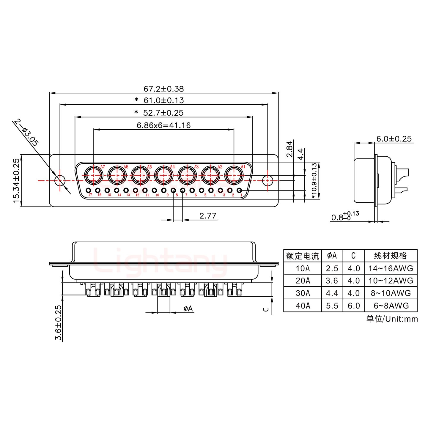 24W7母短體焊線10A+50P金屬外殼1746斜出線4~12mm