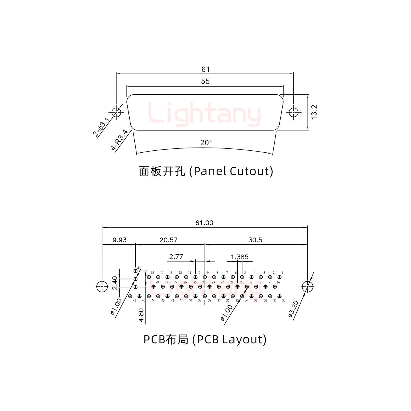 47W1母PCB直插板/鉚魚(yú)叉7.0/射頻同軸75歐姆