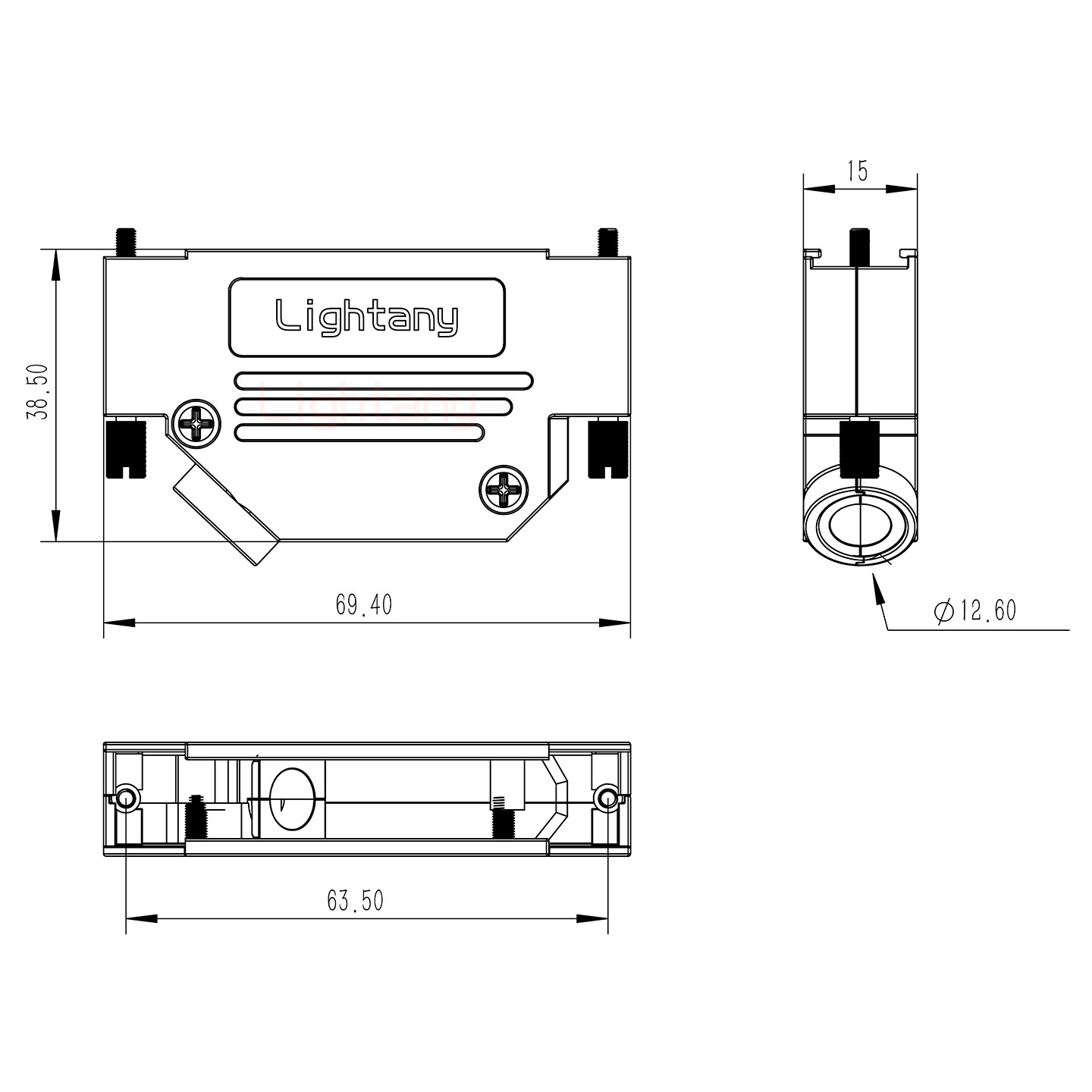 8W8公焊線式75歐姆+37P金屬外殼967斜出線4~12mm