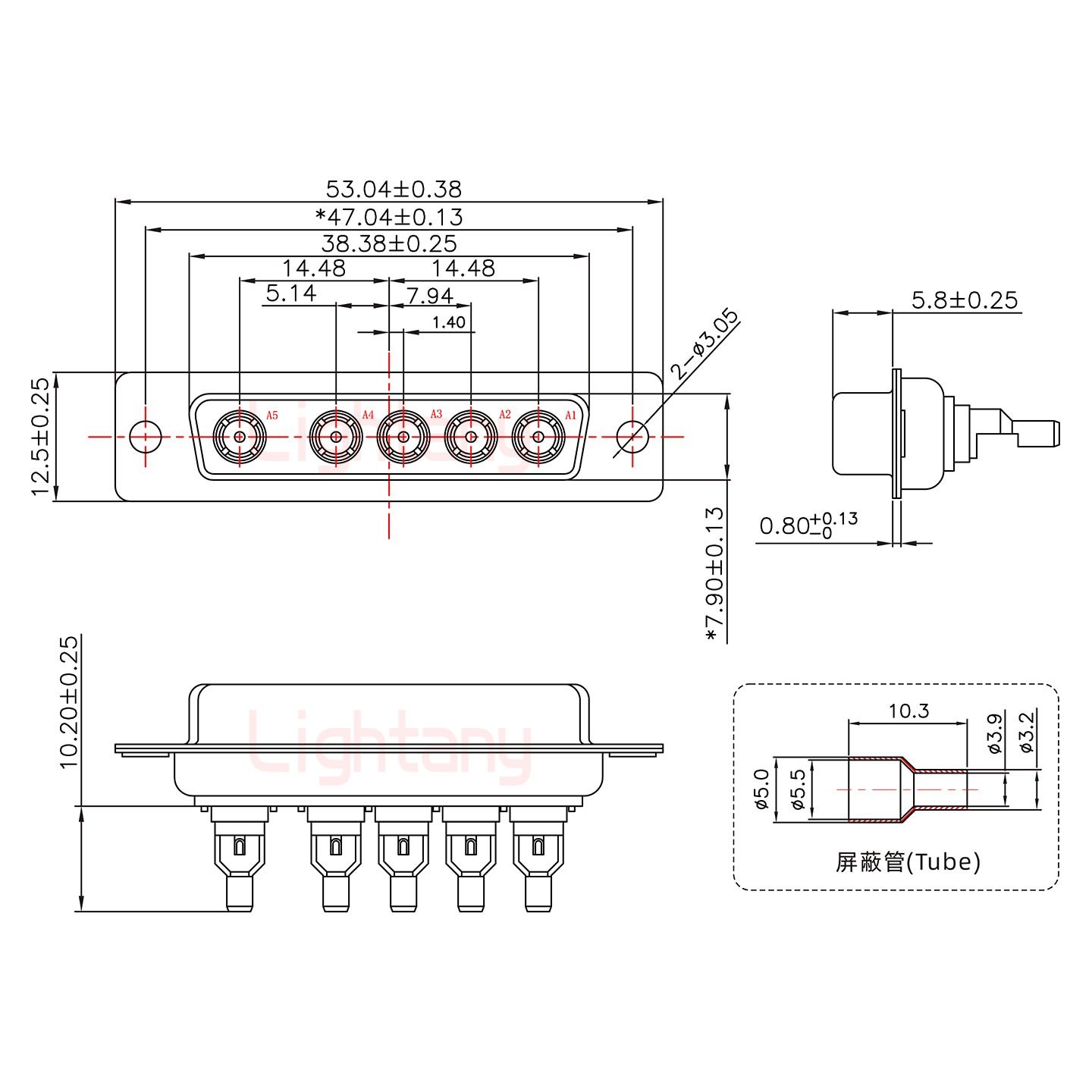 5W5母頭焊線+防水接頭/線徑10~16mm/射頻同軸75歐姆