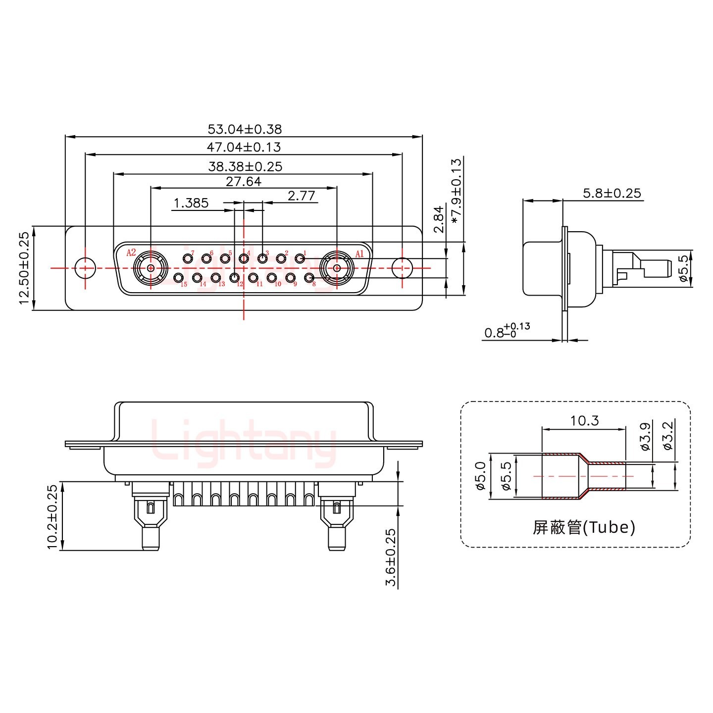 17W2母頭焊線+防水接頭/線徑5~11mm/射頻同軸50歐姆