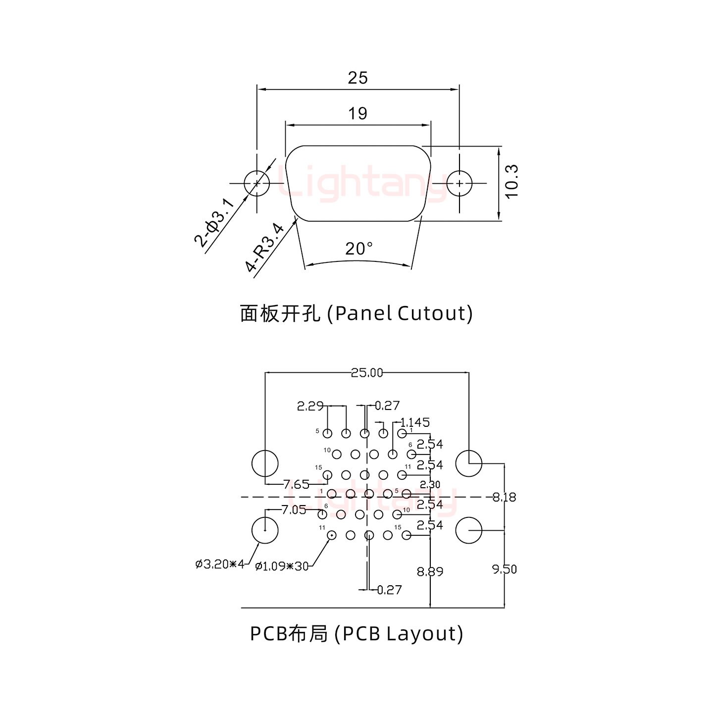 HDR15 上母下公 間距19.05車(chē)針雙胞胎 D-SUB連接器