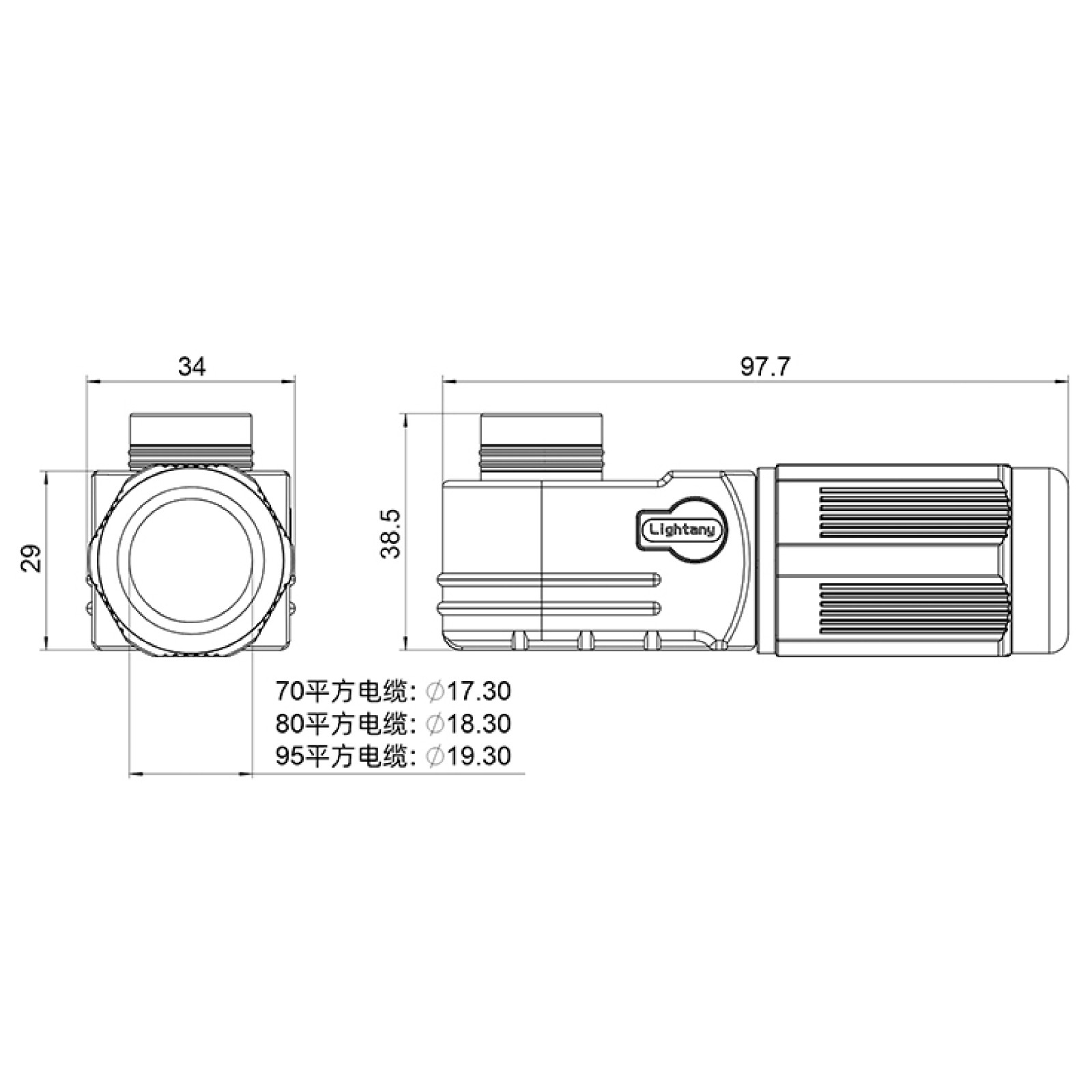 LTC1280-F1RR彎式插頭 80平方 300A 紅色