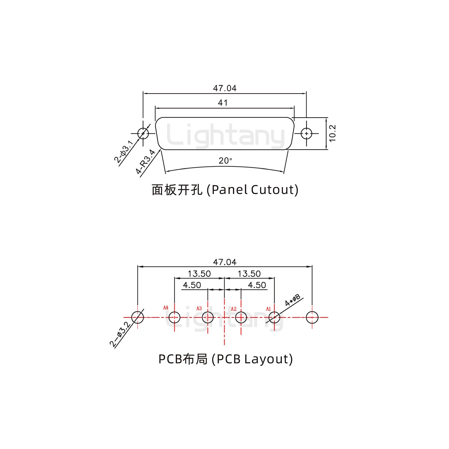 防水4V4母直插板/鉚魚叉/鎖螺絲/大電流40A