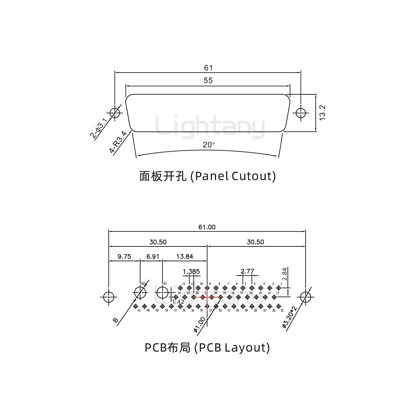 防水43W2母直插板/鉚魚叉/鎖螺絲/大電流40A