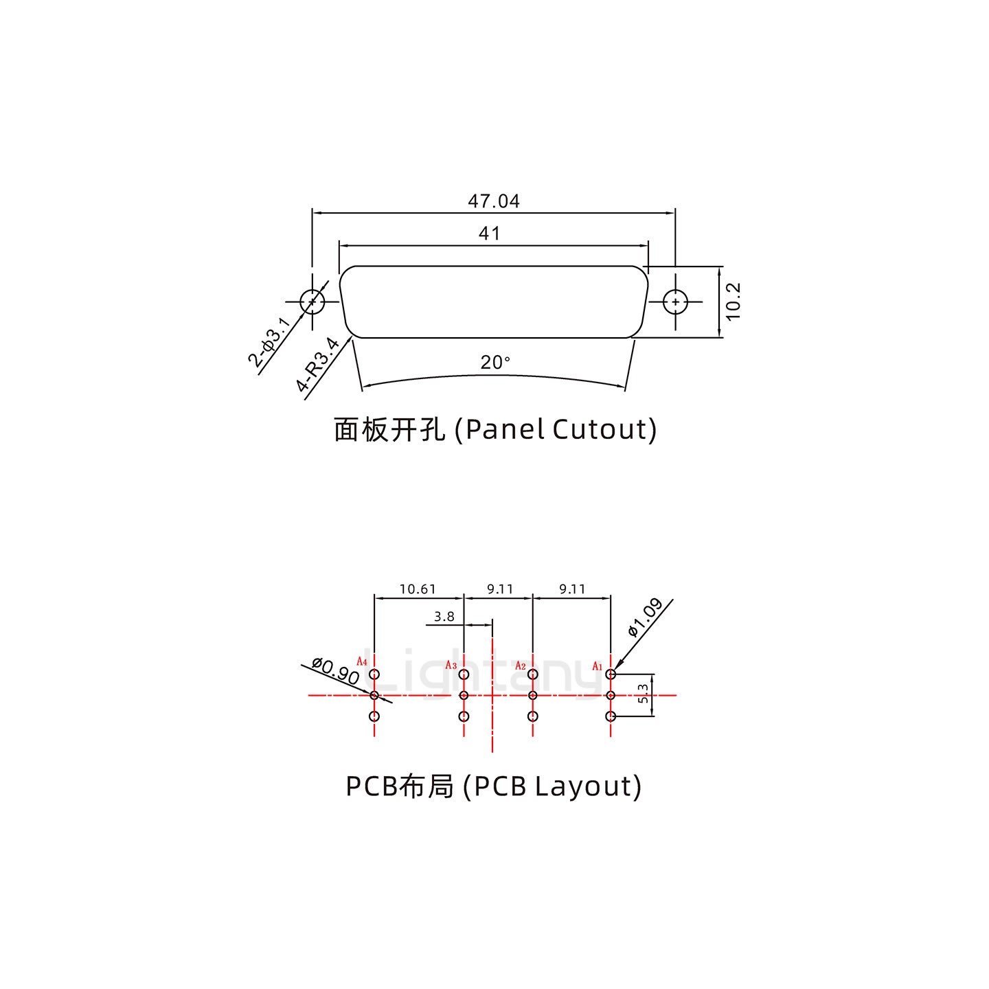 防水4W4母直插板/鎖螺絲/射頻同軸50歐姆