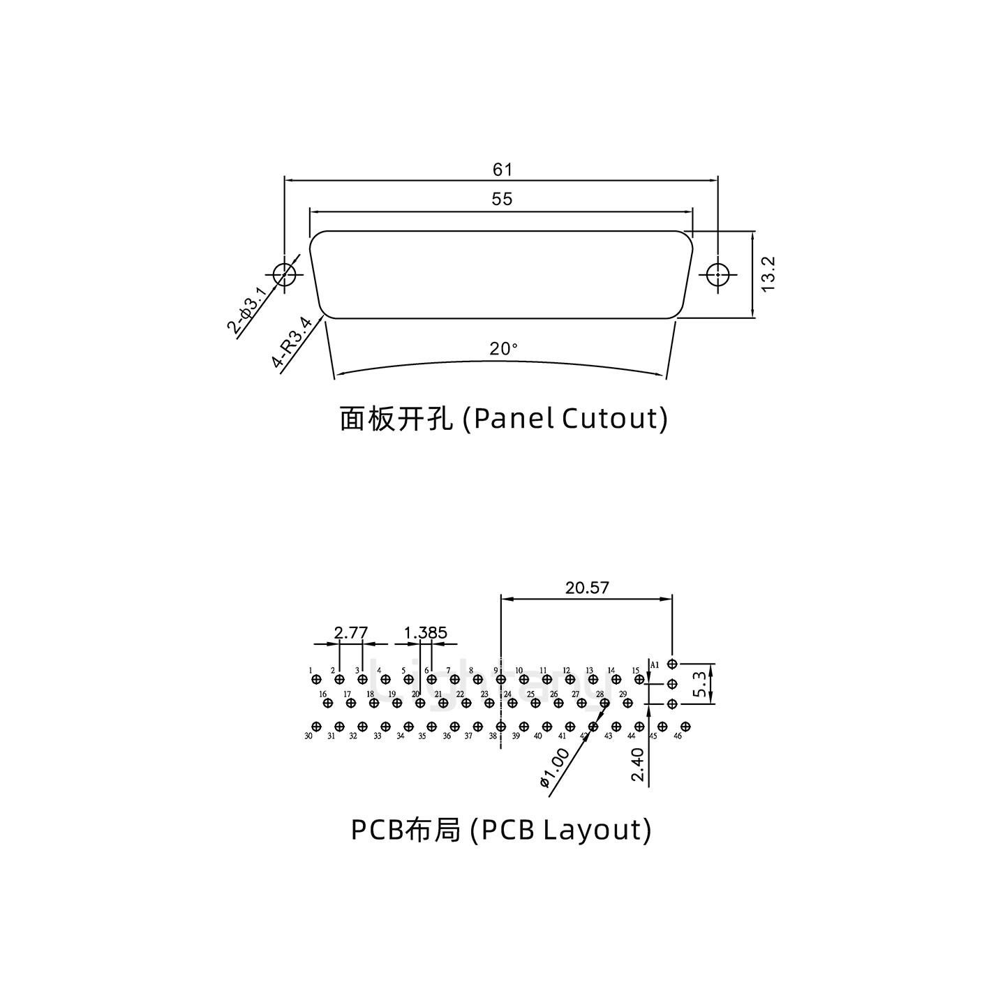 防水47W1公直插板/鎖螺絲/射頻同軸50歐姆