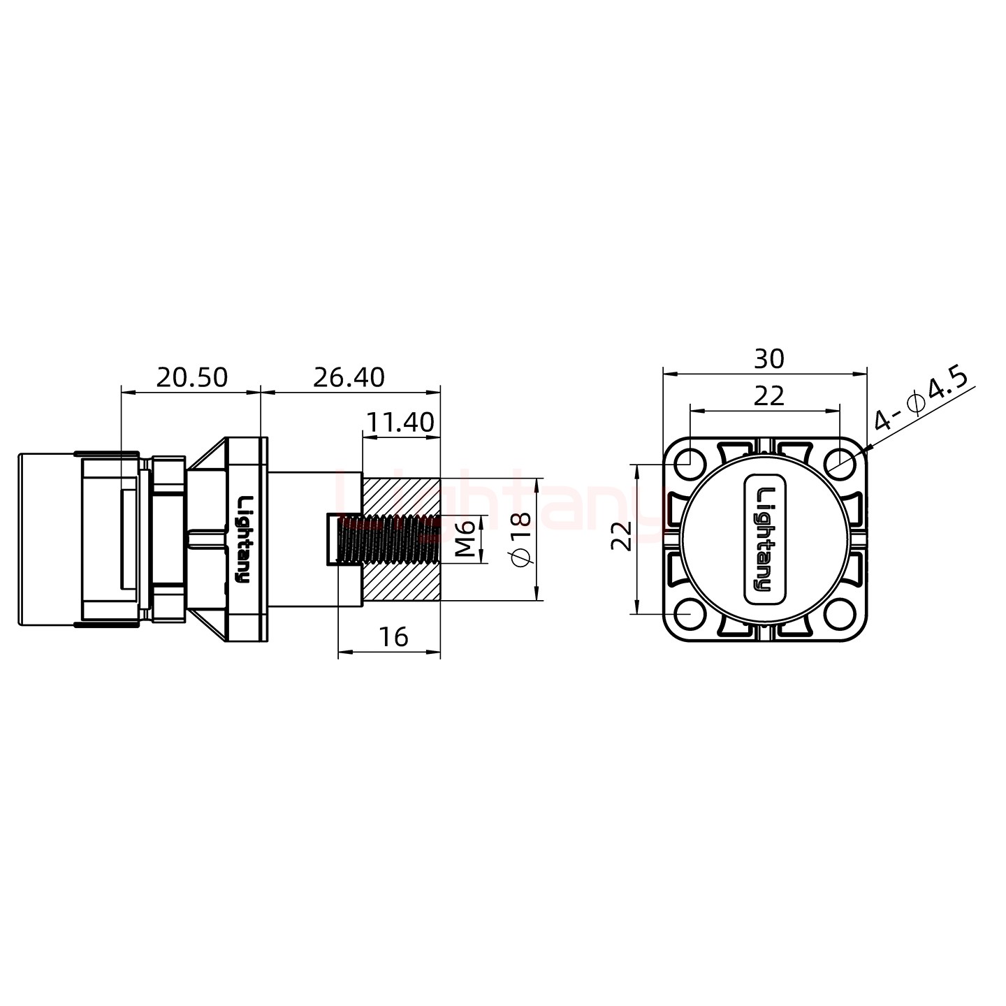 LTC1020SI-M1RL內(nèi)螺紋穿墻插座 100/150/200A 紅色