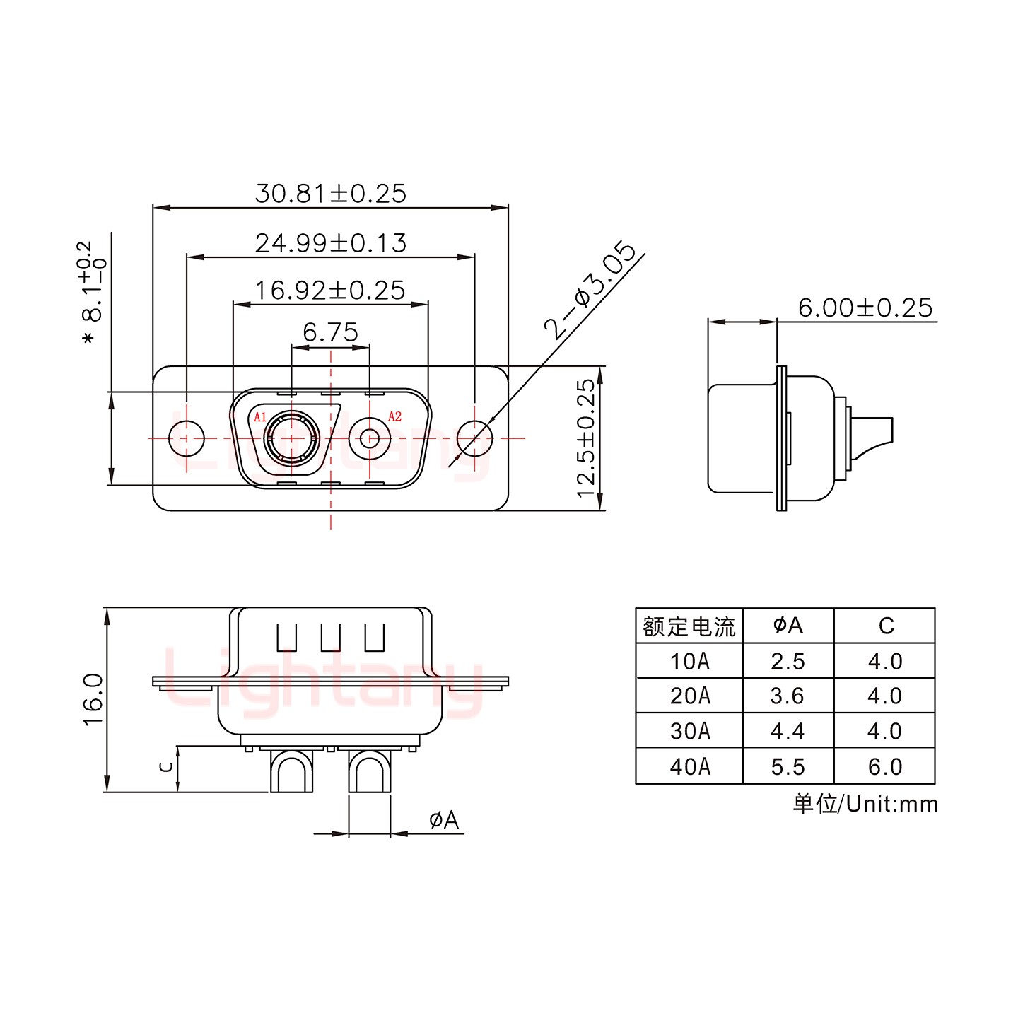 2V2公短體焊線30A+9P金屬外殼1707直出線4~12mm