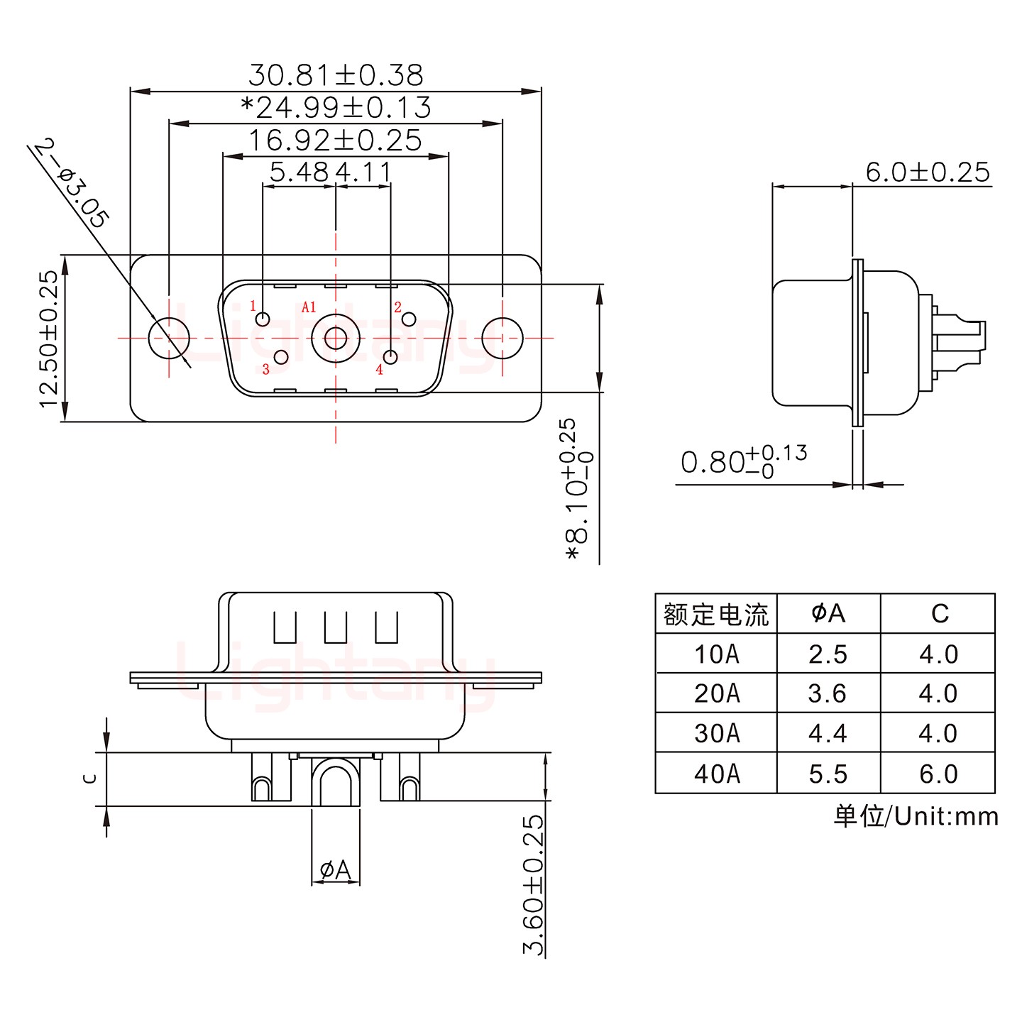 5W1公短體焊線20A+9P金屬外殼1707直出線4~12mm